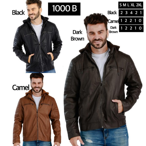 MEN'S  PU JACKET WITH FUR-LINED