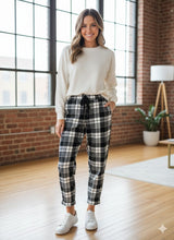 FUR-LINED PLAID EASY PANTS