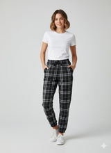FUR-LINED PLAID EASY PANTS