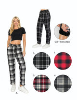 FUR-LINED PLAID EASY PANTS