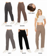 FUR-LINED WOOL TOUCH LOOSE FIT ANKLE PANTS