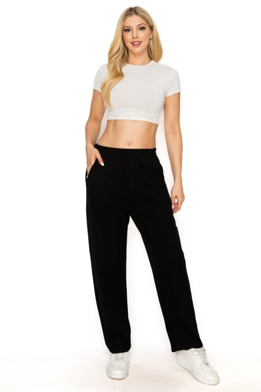 FUR-LINED WOOL TOUCH LOOSE FIT ANKLE PANTS