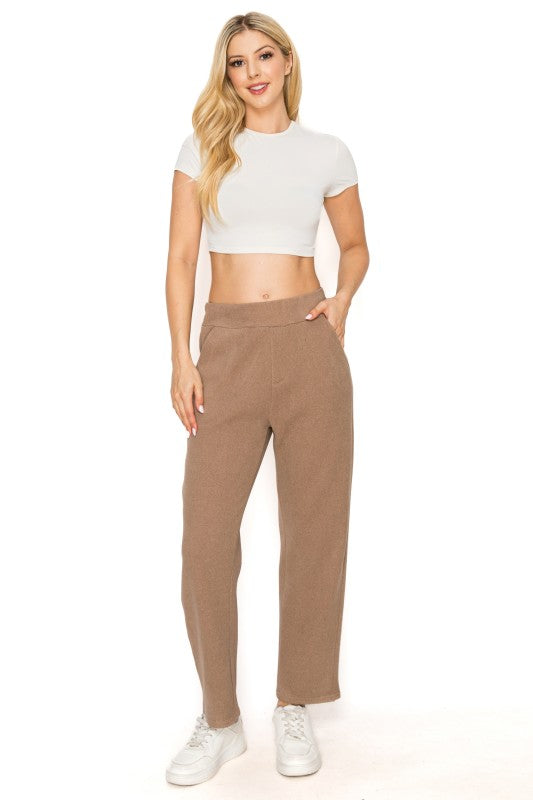 FUR-LINED WOOL TOUCH LOOSE FIT ANKLE PANTS