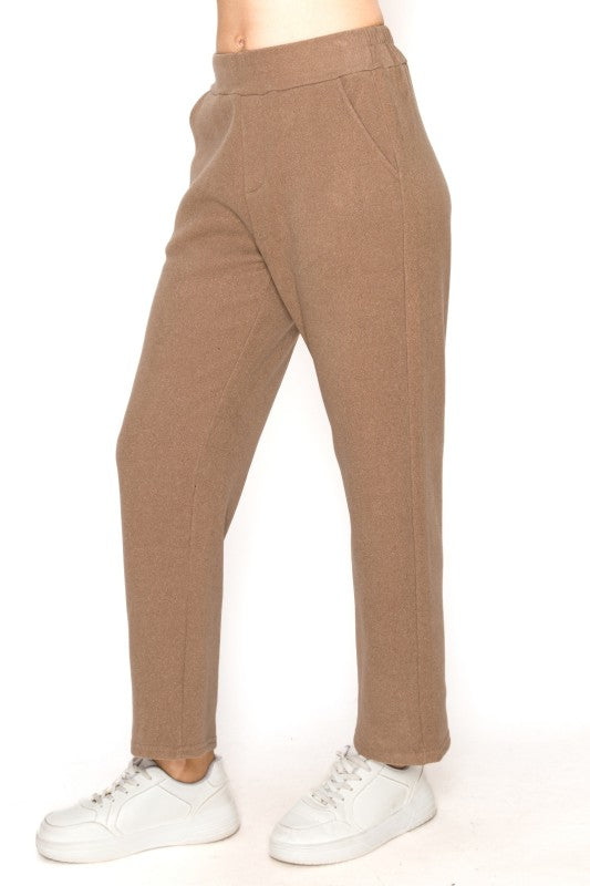 FUR-LINED WOOL TOUCH LOOSE FIT ANKLE PANTS