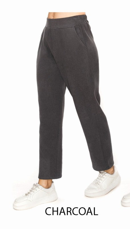 FUR-LINED WOOL TOUCH LOOSE FIT ANKLE PANTS
