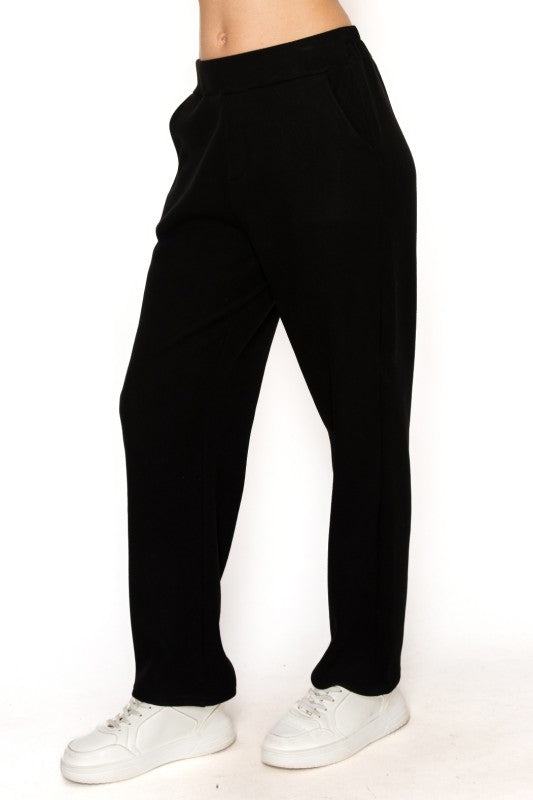 FUR-LINED WOOL TOUCH LOOSE FIT ANKLE PANTS