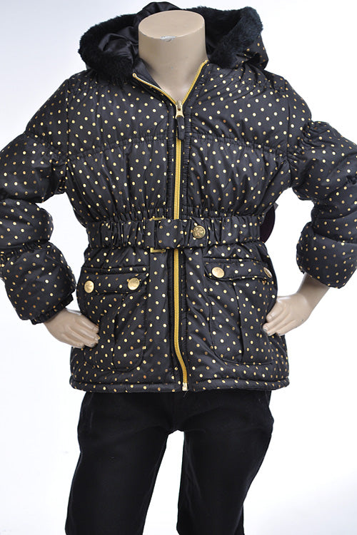 SILVER DOT PRINT PUFFER JACKET