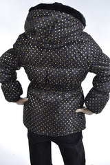 SILVER DOT PRINT PUFFER JACKET