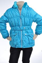 SILVER DOT PRINT PUFFER JACKET