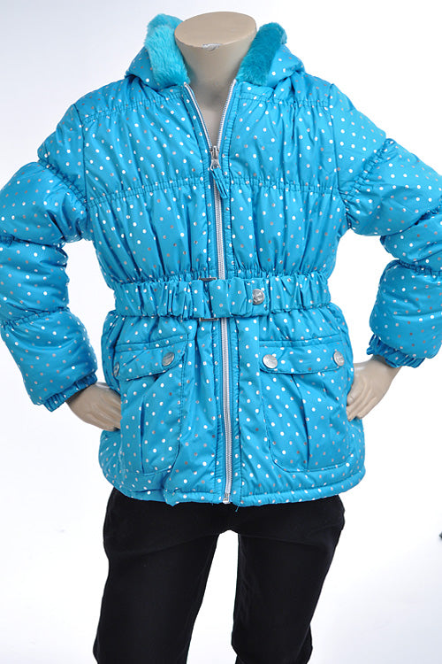 SILVER DOT PRINT PUFFER JACKET