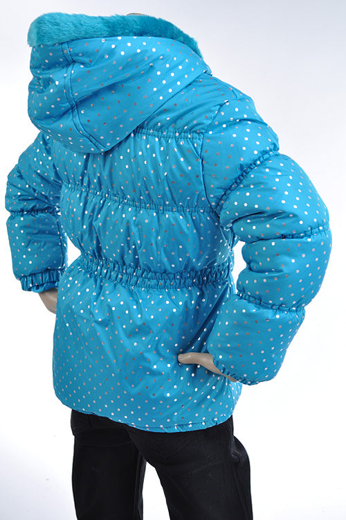 SILVER DOT PRINT PUFFER JACKET