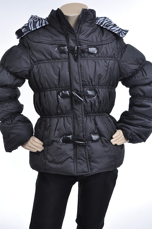 ZEBRA PRINT TAGGLE PUFFER JACKET