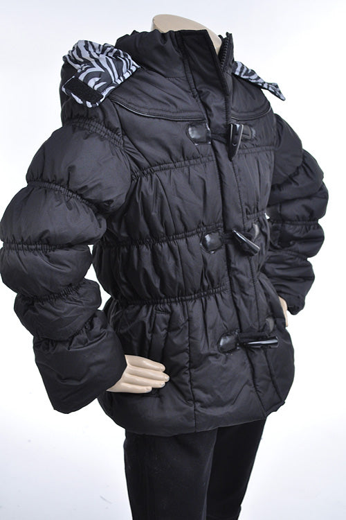 ZEBRA PRINT TAGGLE PUFFER JACKET