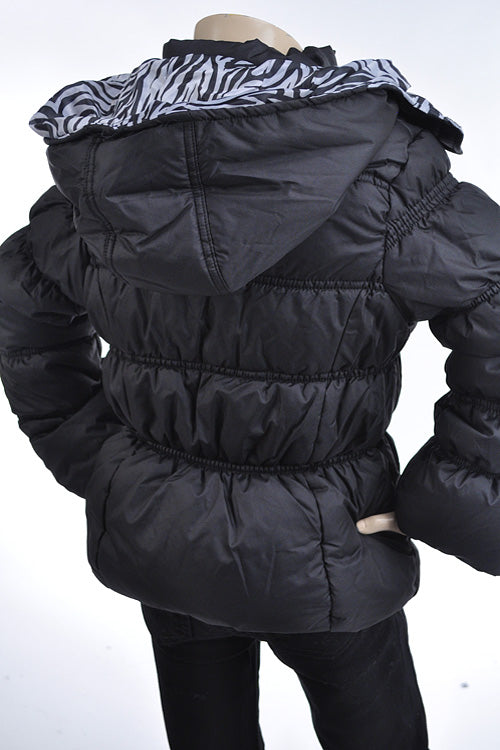 ZEBRA PRINT TAGGLE PUFFER JACKET