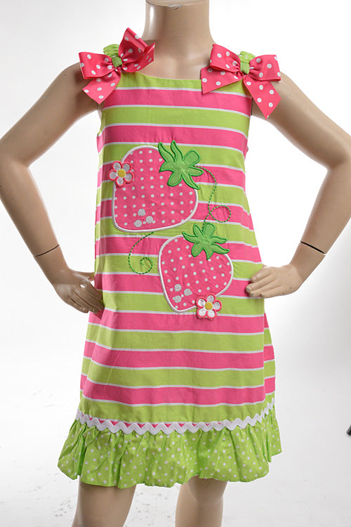 Strawberry Striped Sundress. In green/pink..