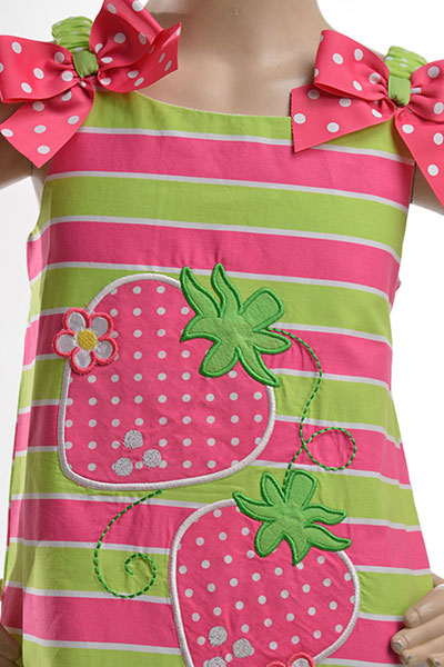 Strawberry Striped Sundress. In green/pink..