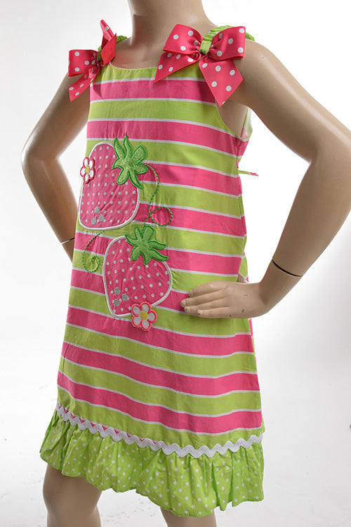 Strawberry Striped Sundress. In green/pink..