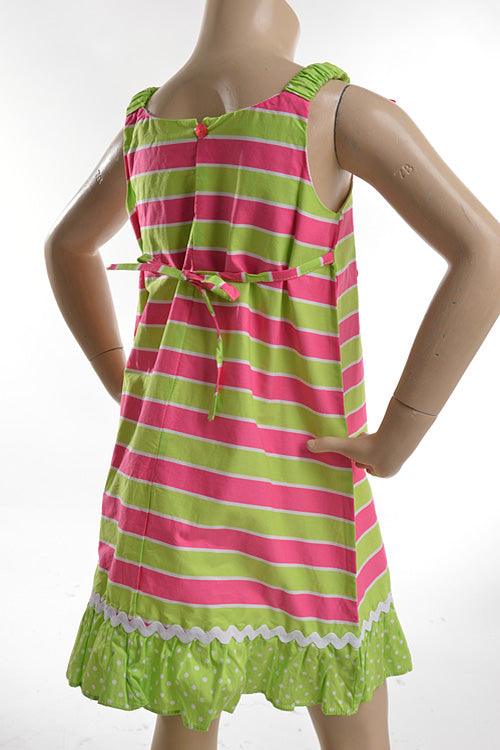 Strawberry Striped Sundress. In green/pink..
