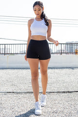 Solid shorts with a YOGA waistband