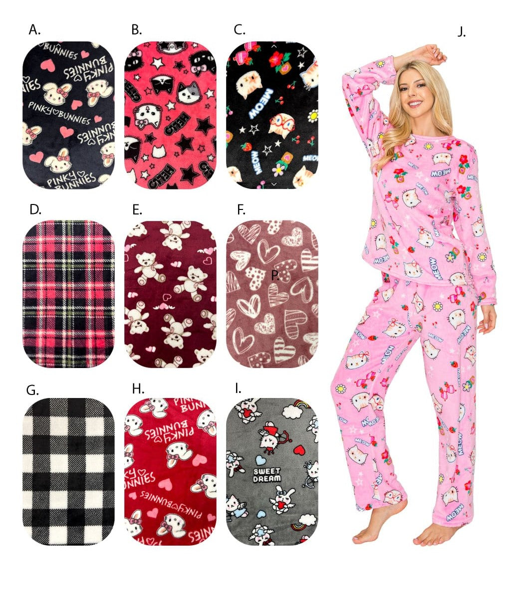 2-PIECE  PRINT BRUSHED PAJAMA SET