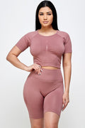 Thumbnail of WORKOUT OUTFIT CROP TOP AND BIKER SHORTS SET