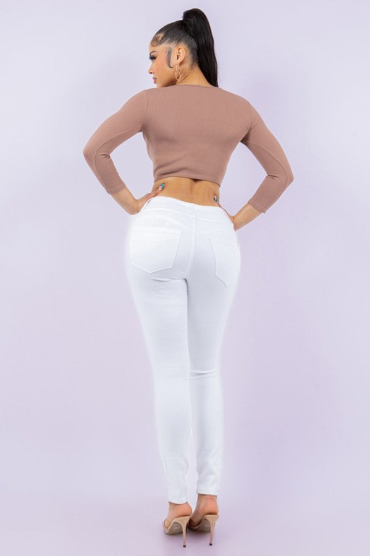 WHITE RIPPED DENIM JEANS