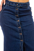 Thumbnail of Dark Wash Button Front Midi Denim Skirt