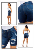 Thumbnail of DARK DENIM RIPPED DENIM BERMUDA SHORT