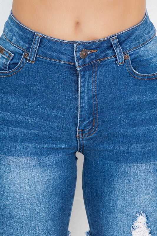 DENIM RIPPED BERMUDA SHORT