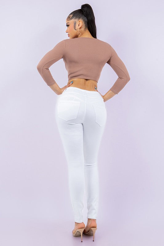 WHITE RIPPED DENIM JEANS