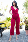 Thumbnail of SOLID SURPLICE BELTED OFFICE-LOOK JUMPSUIT