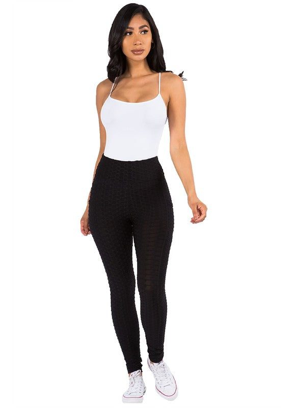 Solid textured BUTT LIFTED leggings