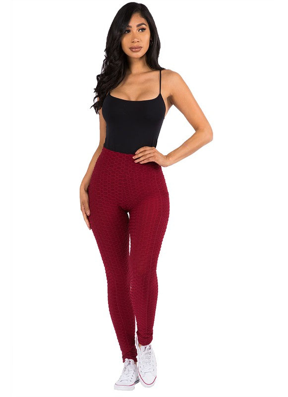 Solid textured BUTT LIFTED leggings