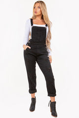 Black Ripped Denim Overall