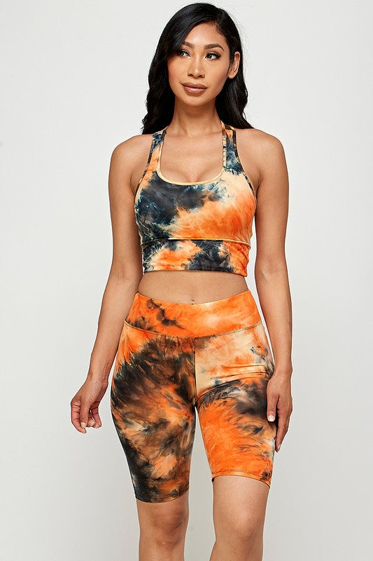 TIE DYE RACERBACK BRA BIKE SET