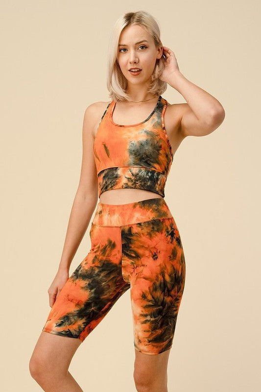 TIE DYE RACERBACK BRA BIKE SET