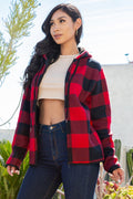Thumbnail of SHERPA LINED PLAID HOODED ZIP-UP JACKET