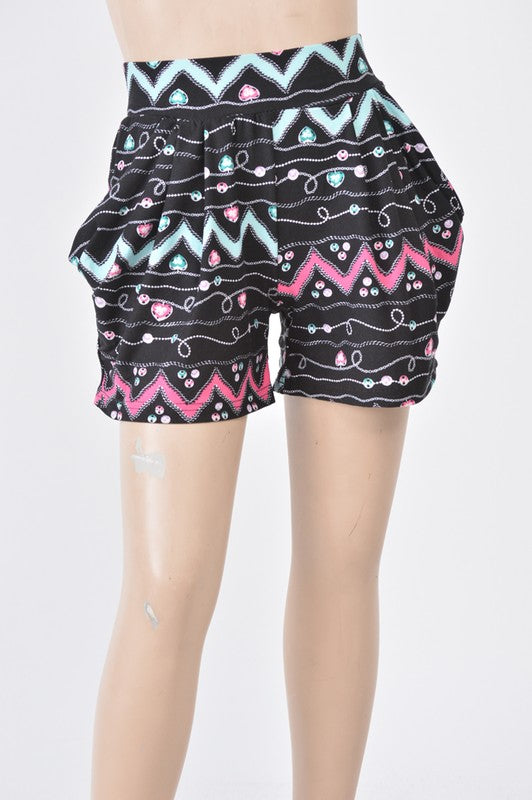 GIRL'S PRINT HAREM SHORT WITH POCKETS