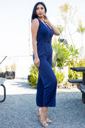 Thumbnail of SOLID SURPLICE BELTED OFFICE-LOOK JUMPSUIT