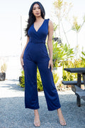 Thumbnail of SOLID SURPLICE BELTED OFFICE-LOOK JUMPSUIT