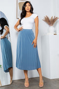 Thumbnail of SOLID WIDE PLEATED SKIRT WITH LINING