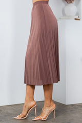 SOLID WIDE PLEATED SKIRT WITH LINING