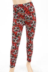 Abstract sugar skull print, full length leggings