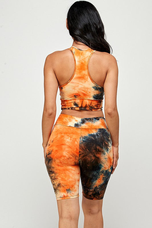 TIE DYE RACERBACK BRA BIKE SET
