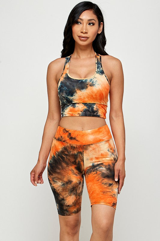 TIE DYE RACERBACK BRA BIKE SET