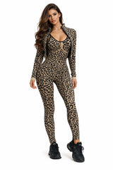 Savage Sculpt Leopard Jumpsuit Set -A
