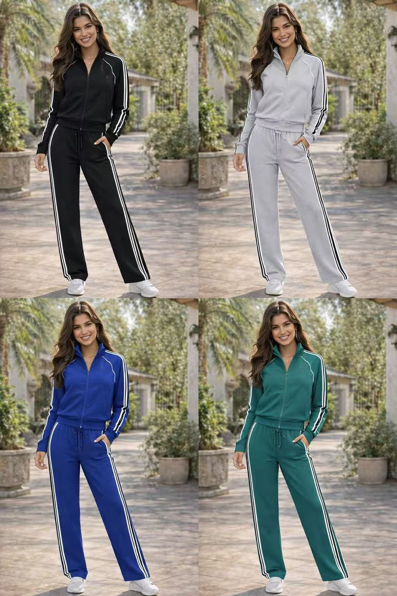 Two-piece tracksuit set with side stripes 