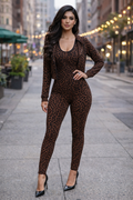 Thumbnail of Savage Sculpt Leopard Jumpsuit Set -A