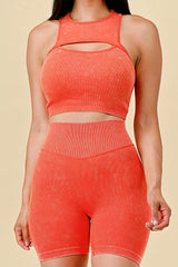 Cutout Two-Piece Activewear short  Set