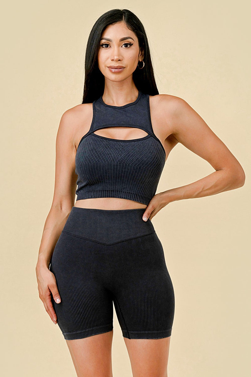 Cutout Two-Piece Activewear short  Set